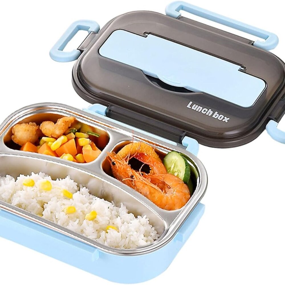 3 Compartment Stainless Bento Box with Utensils – New